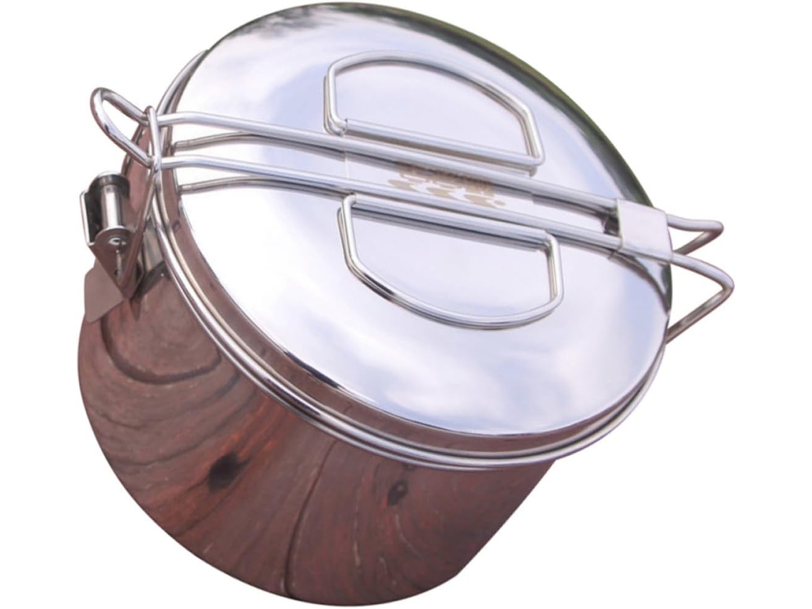 Marmita Bento Em Aço Inoxidável Com Tampa Hermética E Alça Dobrável, Recipiente Portátil Para Alimentos Ideal Camping E
