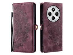 Compre Estilo 016 Para Xiaomi Poco C75 4g / Redmi 14r 5g / 14c 4g Capa Skin Feel Totem Carteira De Couro Com Impressão Em Vinho Tinto