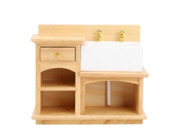 Pia De Cozinha Miniatura 1:12 Em Madeira Para Casinha De Bonecas Acessório Realista