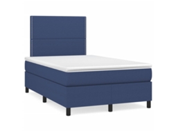 Cama Box Spring C/ Colchão E Led 120x190 Cm Tecido Azul