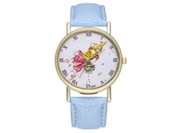 Reloj De Pulsera De Cuero Pu Unisex Con Dial Redondo Ajustable De Cuarzo (azul Claro)