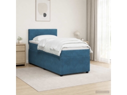 Vidaxl Cama Box Spring Com Colchão Azul 90 X 200 Cm Veludo