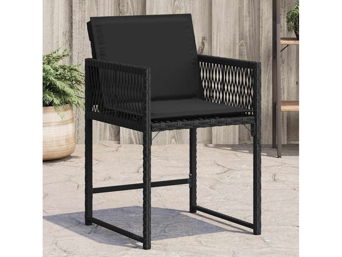 Vidaxl Cadeiras De Jardim Com Almofadões 4 Pcs Vime Pe Preto
