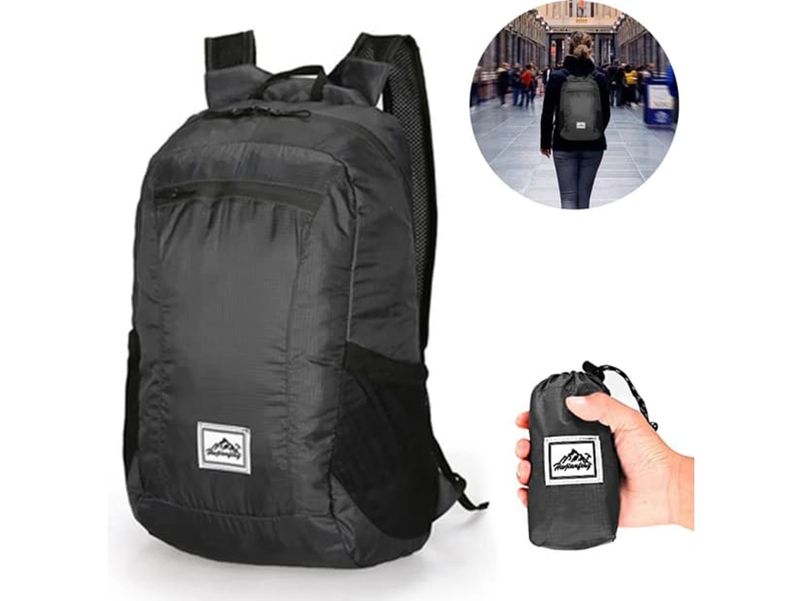 Mochila Dobrável E Impermeável Para Caminhadas, Preta, Para Transporte E Organização Prática Dos Artigos Indicados