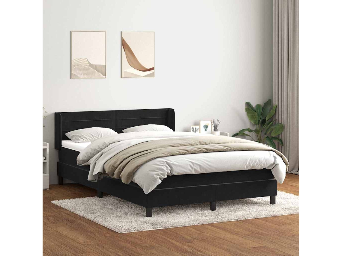 Vidaxl Cama Com Molas/colchão 160x210 Cm Veludo Preto