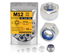 Porca Autoblocante Inox A2 Din 985 M12 (16 Un.) Ranzor | Hex Lock Nut Stainless Steel Aisi 304