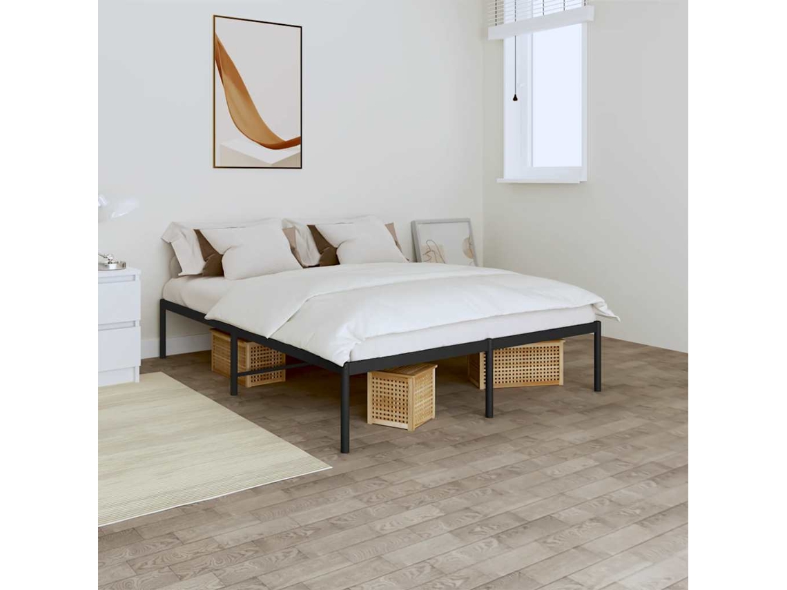 Vidaxl Estrutura De Cama 160x200 Cm Metal Preto