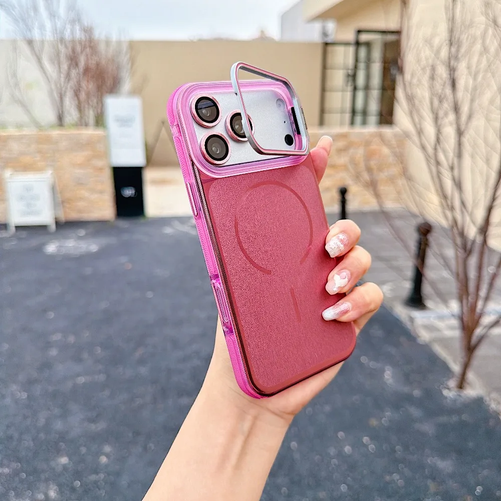 (iphone 14 Pro Max, Rosa) Capa Invisível Com Suporte Magnético Para Iphone, Compatível Com Carregamento Sem Fio Magsafe.
