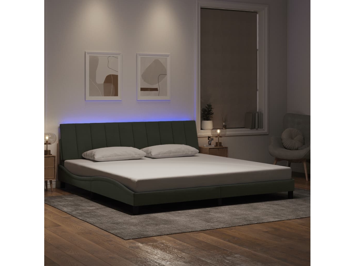 Viana Sem Colchão Vidaxl 200x200 cm couro artificial cinzento