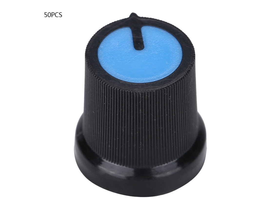 50 Peças Tapa de Pomodoro Giratório 15x17mm Diâmetro 6mm para Potenciômetro WH148 Azul S/MARCA