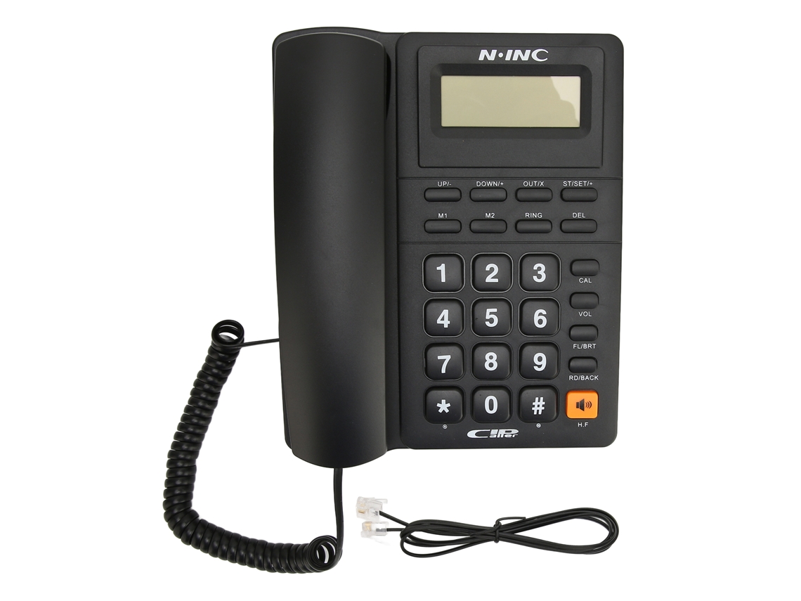 Aetheria telefone Fixo com Fio com Identificação de Chamadas, Discagem Rápida e Rediscagem para Casa e Escritório Preto