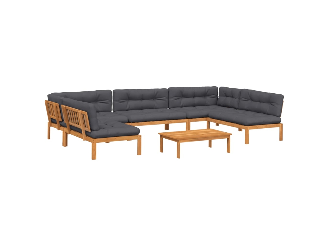 6 Pcs Conj. Sofás Paletes P/ Jardim C/ Almofadões Acácia Maciça MAISON EXCLUSIVE