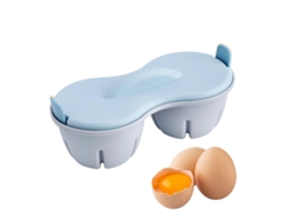 Cozinhador E Fervedor De Ovos Para Micro-ondas Com Tampa, Duas Cavidades Antiaderentes Para Um Café Da Manhã Rápido, Azul