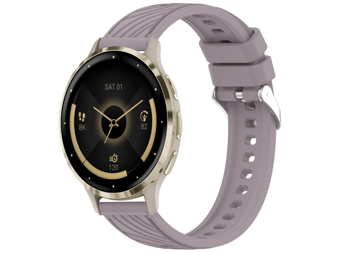 Bracelete para Garmin Venu 3s Silicone Textura Listrada Fivela de Aço Prate Roland Purple XIAOMOYU (18mm)
