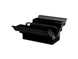 Caixa De Ferramentas De Aço Dobrável Com 5 Compartimentos Mala De Com Pega Para Oficina E Casa 45x20x34,5 Cm Preto