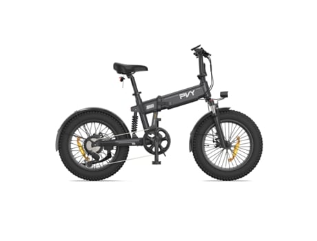 Bicicleta Elétrica Turbo Motor 250W Bateria 48V13Ah Rodas de 20 Freios a Disco Mecânicos Cinza PVY