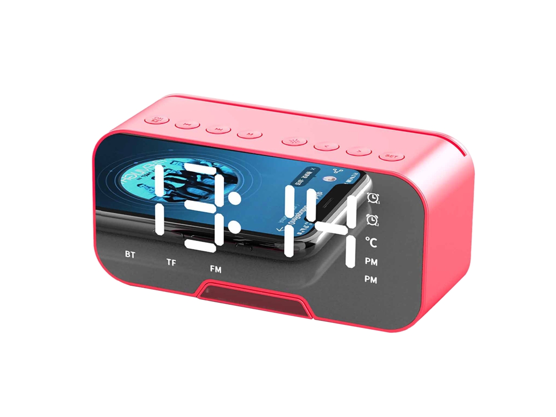Altifalante Bluetooth LAXISCREED com Relógio Espelho Rádio Slot Cartão