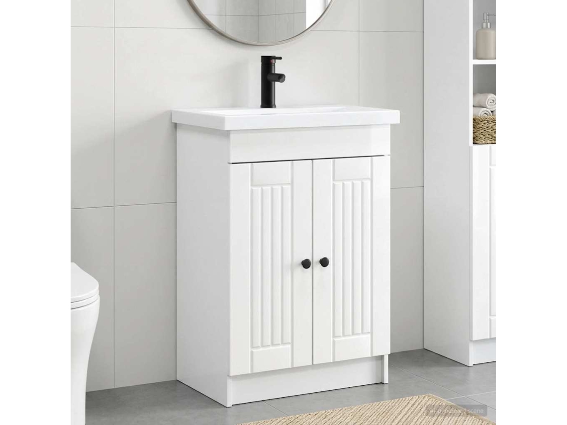 Vidaxl Conjunto De Móveis Para Banheiro Branco Brilhante