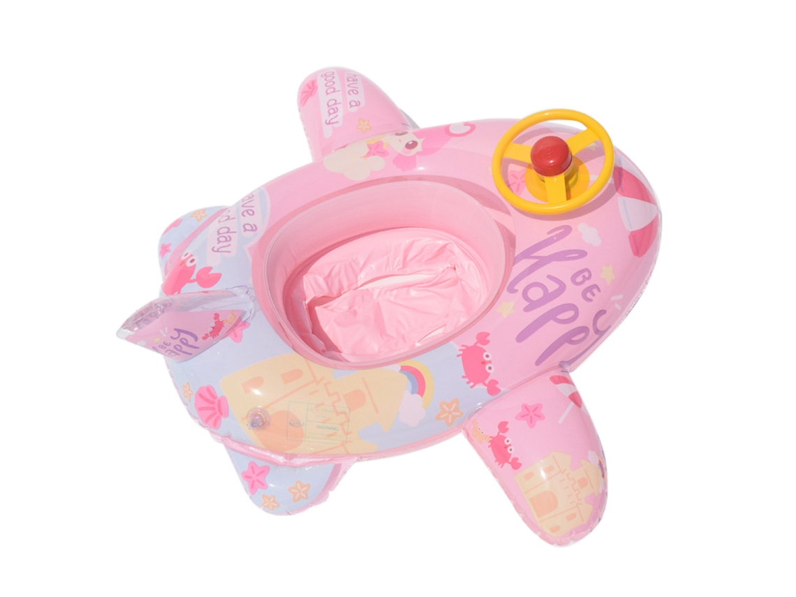 Anel Inflável De Nado Para Bebê Com Assento Seguro Volante Forma De Avião Cartoon Rosa Para Treinamento De Nado Na Piscina