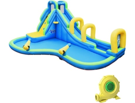 Castelo Insuflável para Crianças com Escorrega Aquático 478X 366X242 Cm Castelo Insuflável para Crianças com Insuflador COSTWAY