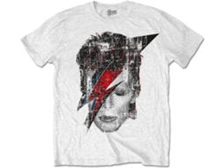 T-Shirt DAVID BOWIE Halftone Flash Face XL Branca