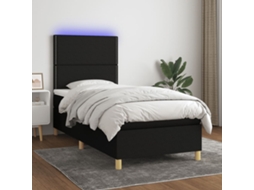 Cama Box Spring C/ Colchão E Led 100x200 Cm Tecido Preto