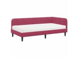 Estrutura de Cama de Canto Vinho Vermelho com Veludo 90x190 cm MAISON EXCLUSIVE
