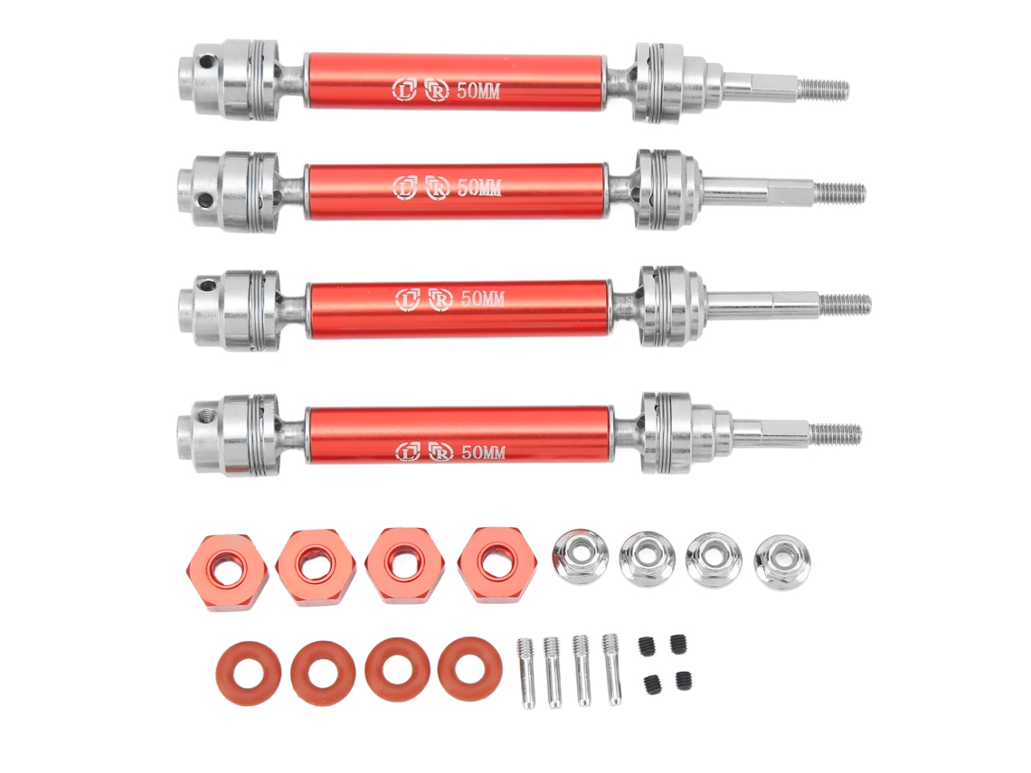 4 Conjuntos De Eixos De Transmissão Cvd Aço Dianteiro E Traseiro Para Carro Rc Traxxas Slash 1/10 Peças De Upgrade Vermelho