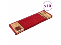 Vidaxl Tapetes De Escadas Adesivos 10 Pcs 65x21x4 Cm Vermelho