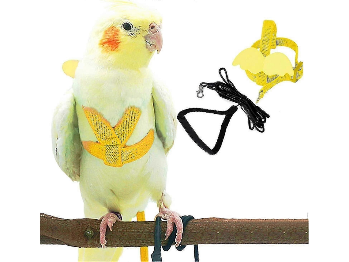 Arnes Ajustável Para Pássaros Com Alça De 80 Polegadas, Kit De Treinamento De Voo Ao Ar Livre Para Papagaios E Calopsitascolouryellow
