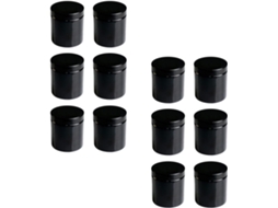 De 12 Potes Cosméticos Nuobesty Em Pet, 500ml, Pretos, Com Abertura Larga E 89 Dentes, Ideais Para Creme Facial.
