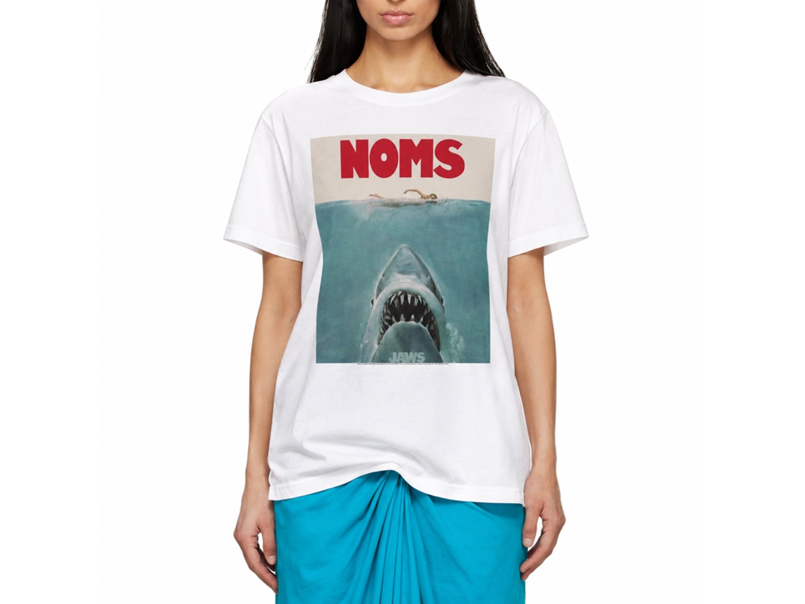 Rockinstone Jaws Movie Noms White Adult T-shirt Size:xl