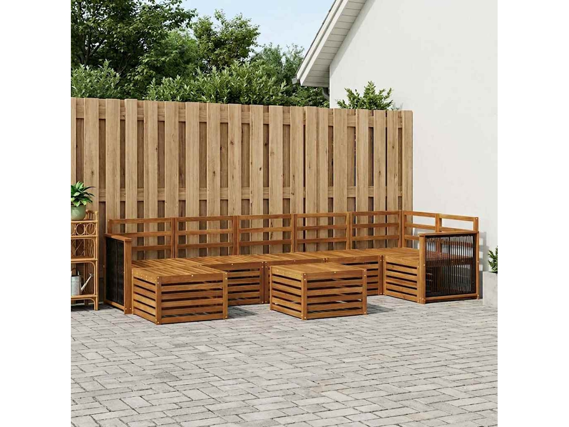Vidaxl Conjunto De Sofás Para Exterior 7 Unid. Natural