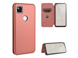Capa De Tpu Pc Couro Pu Com Textura De Fibra De Carbono Horizontal E Compartimento Para Cartão Para Google Pixel 4