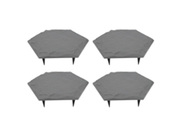 4 Pedras De Passo Exteriores Com 24 Estacas Hex Cinza