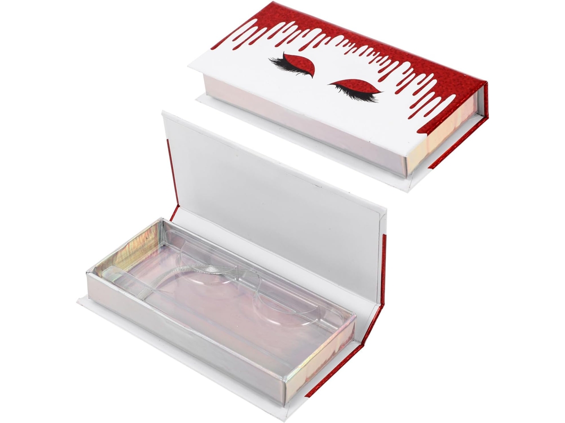 Caixa De Cílios Postiços De Papel Vermelho De Grande Capacidade, Com 2 Peças E Proteção.