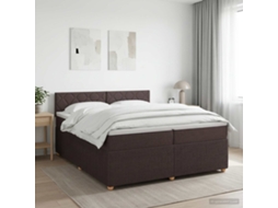 Vidaxl Cama Box Spring Com Colchão Marrom Escuro 200 X 200 Cm Tecido