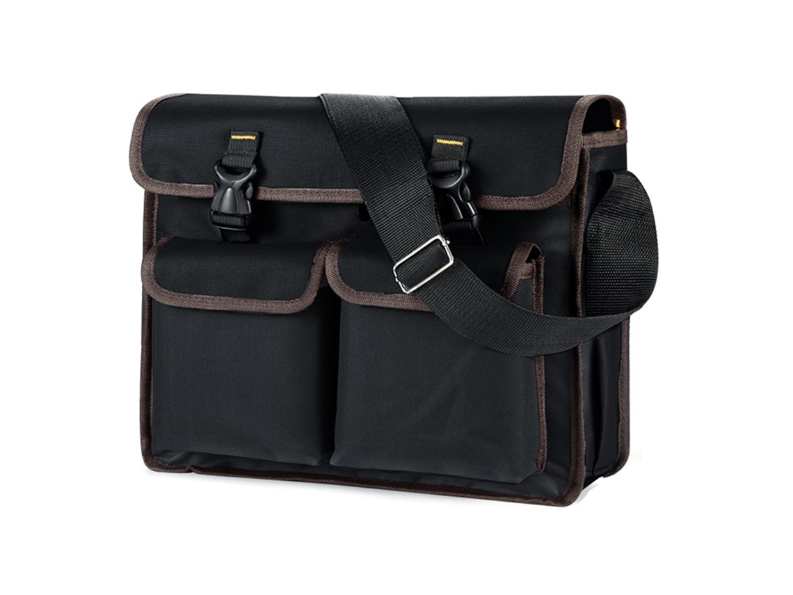 Bolsa de ferramentas de grande capacidade para eletricistas, com tecido Oxford grosso e tamanho compacto para transporte no ombro.