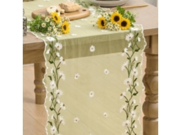 Tafelloper Com Bordado Amarelo 40x300 Cm Para Decoração De Festas