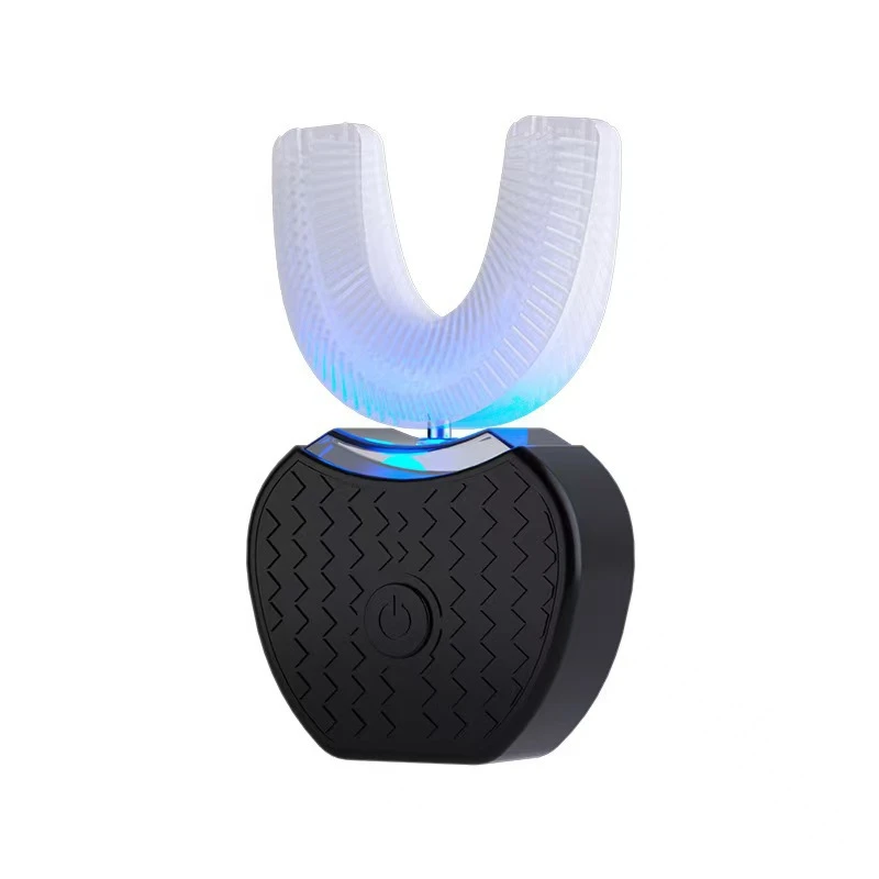 Escova de dentes elétrica ultrassônica em formato U (preta), recarregável, com varredura elétrica, rotativa e inteligente.