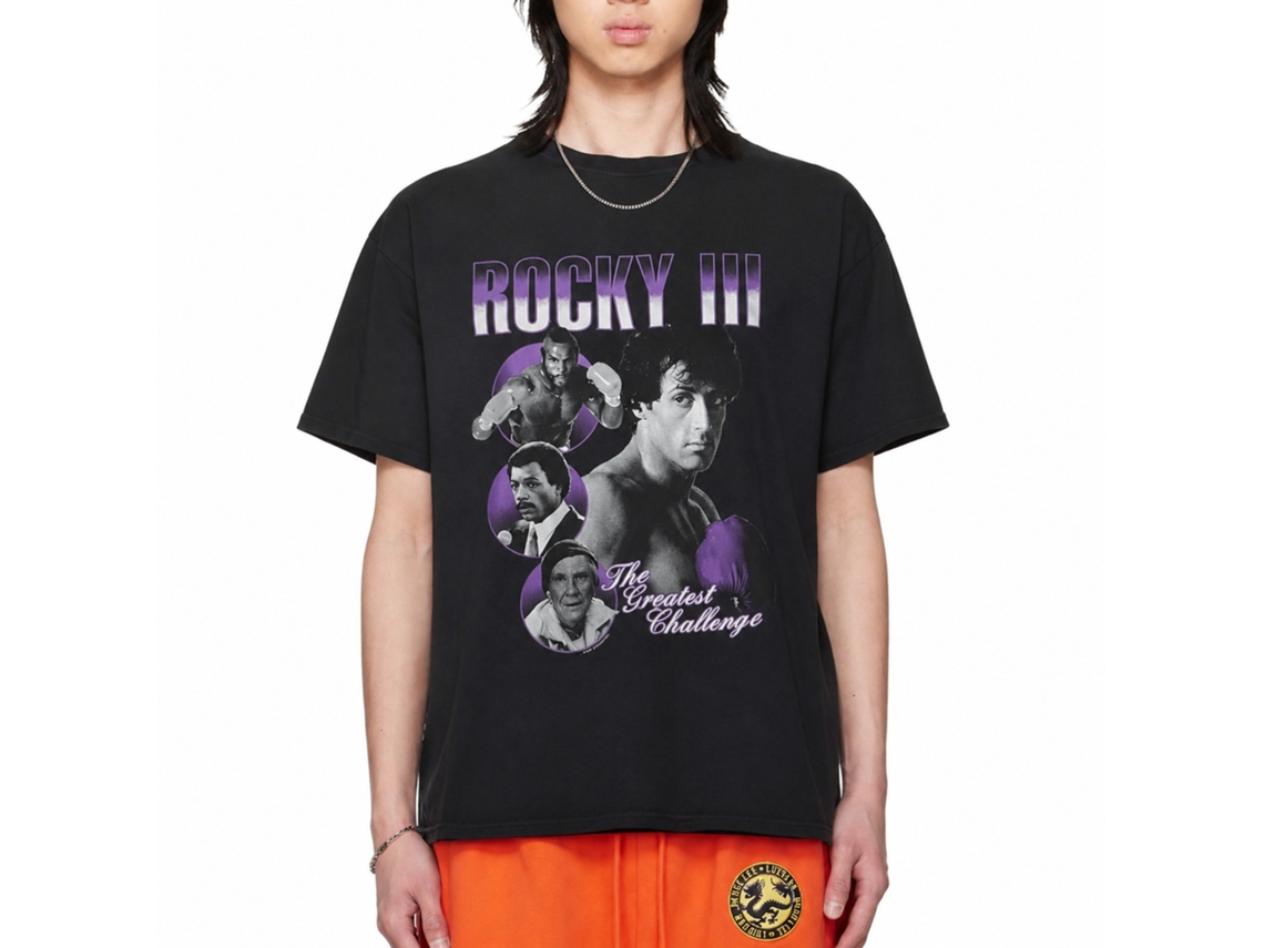 Rockinstone Rocky Movie The Greatest Challenge Black Adult T-shirt Size:l