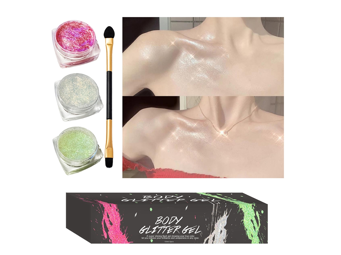Gel De Brillantina Corporal De Larga Duración Para Maquillaje De Rostro, Ojos, Cabello Y Uñas