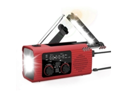 Vermelho Rádio de Emergência Solar 2000mah com Manivela, Meteorológico com Lanterna, Carregador de Celular e Sos AQUAFORGE