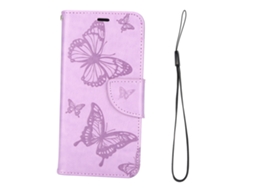 Capa LAXISCREED Iphone 12 Pro Roxa Borboletas Slot Cartão