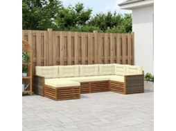 Vidaxl Conjunto De Sofás Para Exterior 6 Pcs Natural E Creme