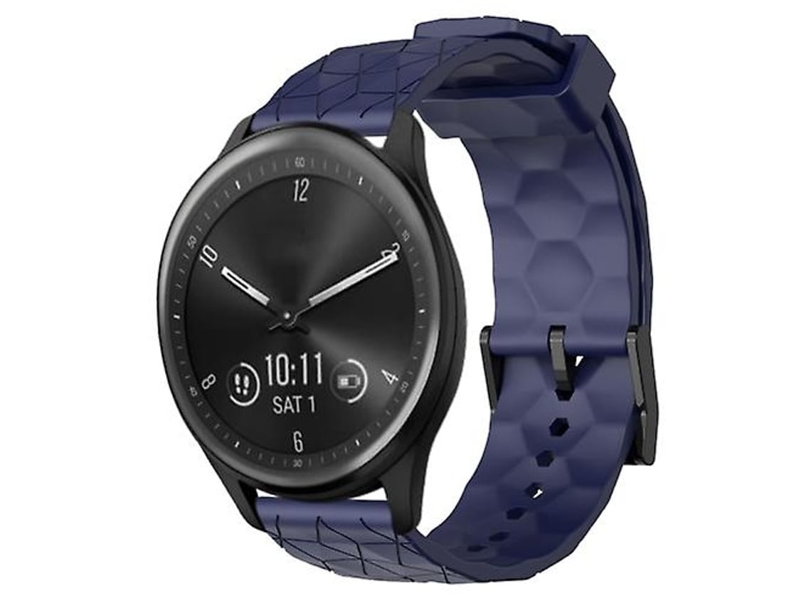 Pulseira De Relógio Lurelia Para Garmin Vivomove Sport 20 Mm Padrão De Futebol Cor Sólida Em Silicone Azul Marinho