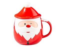 Caneca Santa Claus de Cerâmica com Tampa e Colher, 450ml LAXISCREED