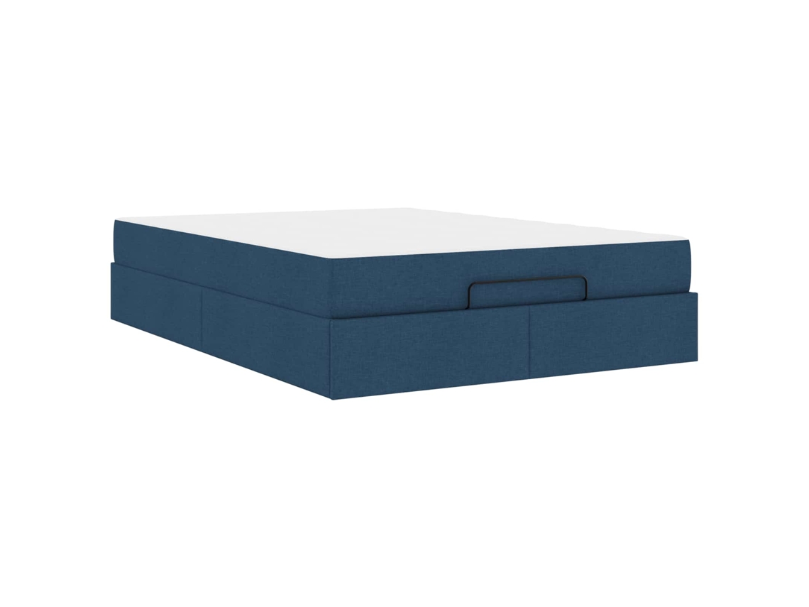 Conjunto de Estruturas de Cama com Colchão 2 Pcs Azul Tecido MAISON EXCLUSIVE