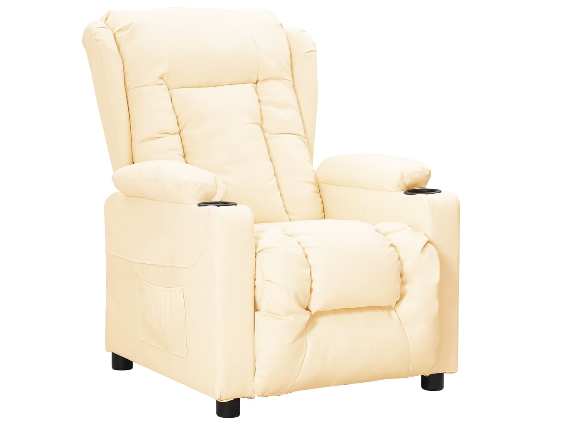Vidaxl Poltrona Reclinável Couro Artificial Cor Creme
