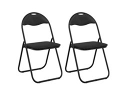 Vidaxl Cadeira Dobrável 2 Pcs Preto 48 X 43,5 X 81 Cm Couro Sintético
